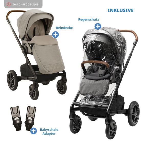 Nuna Buggy & Sportwagen MIXX next mit Liegefunktion, umsetzbarer Allwettersitz, Teleskopschieber inkl. Beindecke, Adapter & Regenschutz - Hazelwood