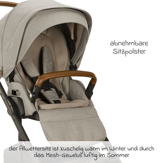 Nuna Buggy & Sportwagen MIXX next mit Liegefunktion, umsetzbarer Allwettersitz, Teleskopschieber inkl. Beindecke, Adapter & Regenschutz - Hazelwood