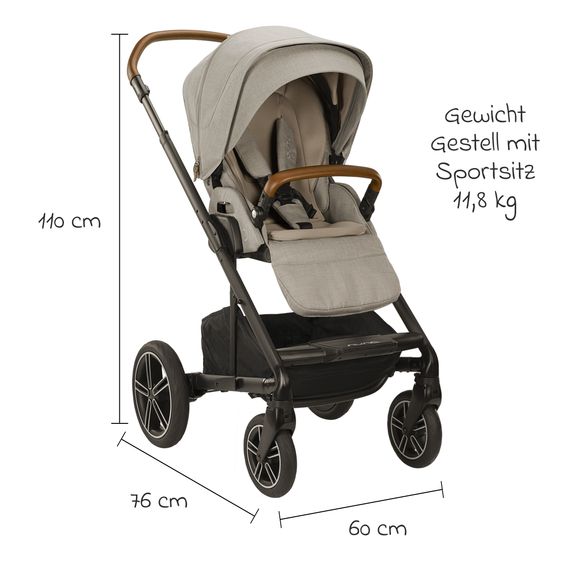 Nuna Buggy & Sportwagen MIXX next mit Liegefunktion, umsetzbarer Allwettersitz, Teleskopschieber inkl. Beindecke, Adapter & Regenschutz - Hazelwood