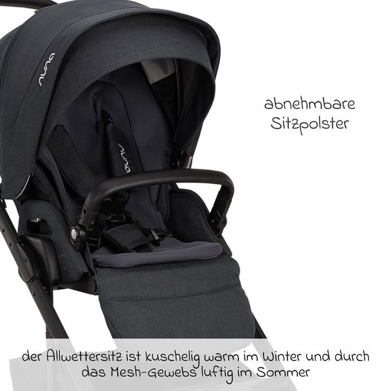 Nuna Buggy & Sportwagen MIXX next mit Liegefunktion, umsetzbarer Allwettersitz, Teleskopschieber inkl. Beindecke, Adapter & Regenschutz - Ocean