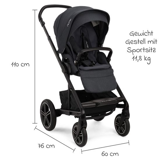 Nuna Buggy & Sportwagen MIXX next mit Liegefunktion, umsetzbarer Allwettersitz, Teleskopschieber inkl. Beindecke, Adapter & Regenschutz - Ocean
