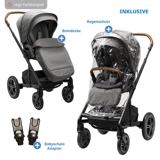 Nuna Buggy & Sportwagen MIXX next mit Liegefunktion, umsetzbarer Allwettersitz, Teleskopschieber inkl. Beindecke, Adapter & Regenschutz - Riveted