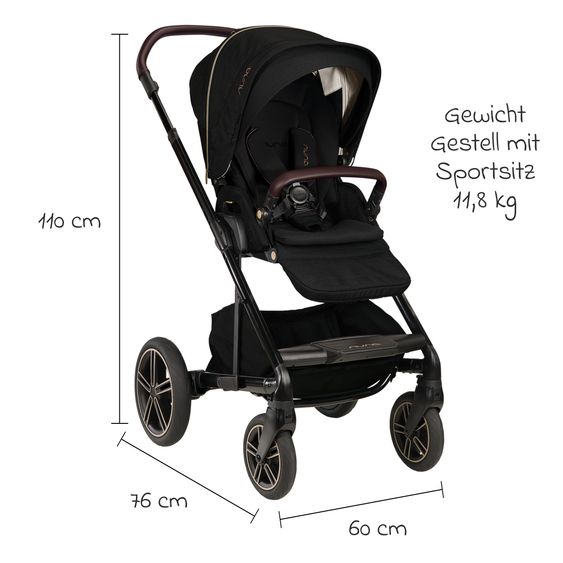 Nuna Buggy & Sportwagen MIXX next mit Liegefunktion, umsetzbarer Allwettersitz, Teleskopschieber inkl. Beindecke, Adapter & Regenschutz - Riveted
