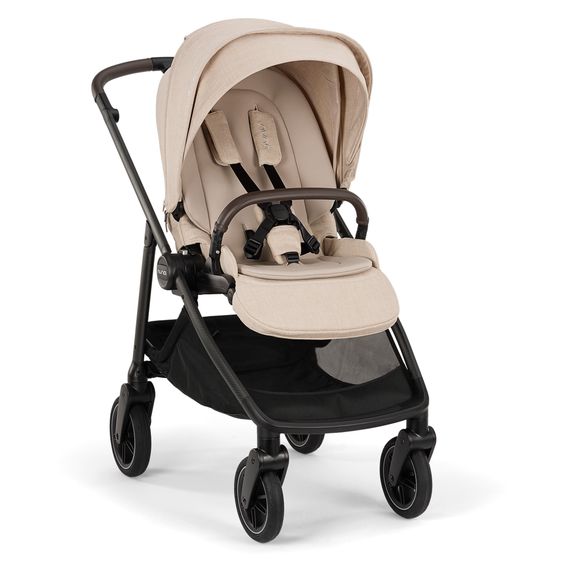 Nuna Passeggino Swiv fino a 22 kg con cintura magnetica, sedile sportivo convertibile, maniglione regolabile in altezza, adattatore incluso, borsa per il trasporto, portabicchieri e parapioggia - Biscotti