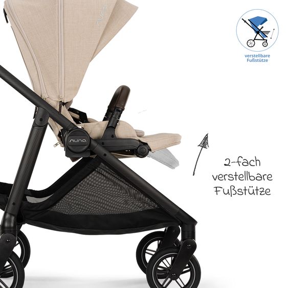 Nuna Passeggino Swiv fino a 22 kg con cintura magnetica, sedile sportivo convertibile, maniglione regolabile in altezza, adattatore incluso, borsa per il trasporto, portabicchieri e parapioggia - Biscotti