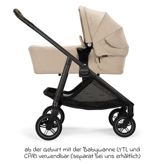 Nuna Passeggino Swiv fino a 22 kg con cintura magnetica, sedile sportivo convertibile, maniglione regolabile in altezza, adattatore incluso, borsa per il trasporto, portabicchieri e parapioggia - Biscotti