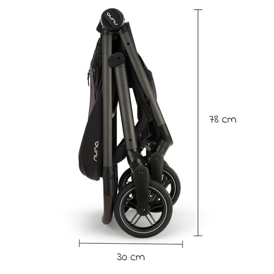 Nuna Passeggino Swiv fino a 22 kg con cintura magnetica, sedile sportivo convertibile, maniglione regolabile in altezza, adattatore incluso, borsa per il trasporto, portabicchieri e parapioggia - Caviar