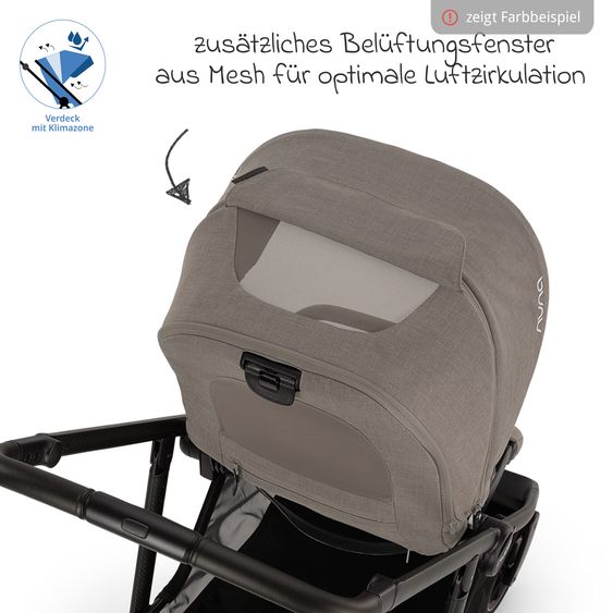 Nuna Buggy & Sportwagen Swiv bis 22 kg mit magnetischem Gurtverschluss, umsetzbarem Sportsitz, höhenverstellbarem Schieber, inkl. Adapter, Transporttasche, Getränkehalter & Regenschutz - Thunder