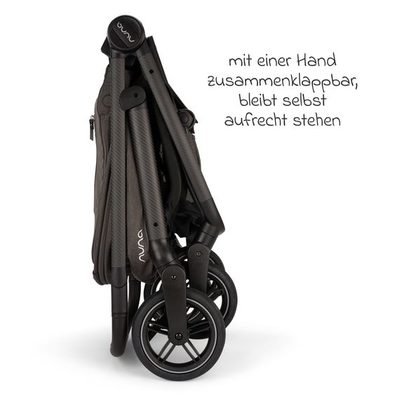 Nuna Buggy & Sportwagen Swiv bis 22 kg mit magnetischem Gurtverschluss, umsetzbarem Sportsitz, höhenverstellbarem Schieber, inkl. Adapter, Transporttasche, Getränkehalter & Regenschutz - Thunder