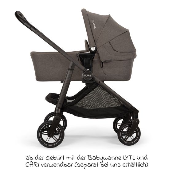 Nuna Buggy & Sportwagen Swiv bis 22 kg mit magnetischem Gurtverschluss, umsetzbarem Sportsitz, höhenverstellbarem Schieber, inkl. Adapter, Transporttasche, Getränkehalter & Regenschutz - Thunder