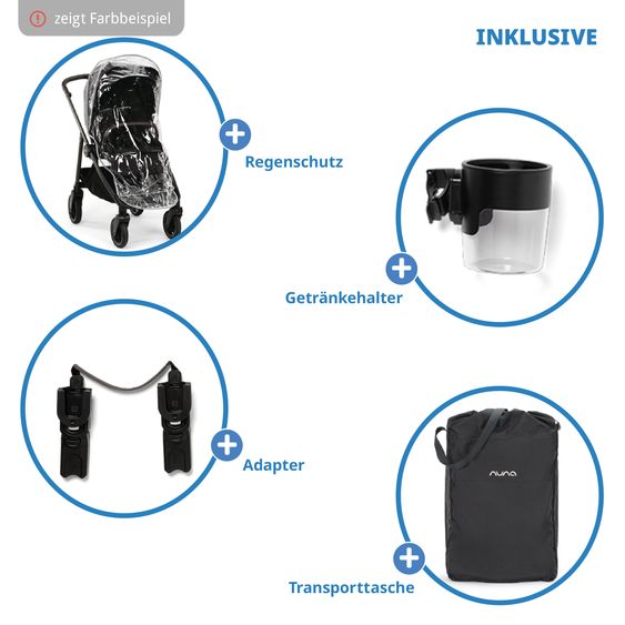 Nuna Buggy & Sportwagen Swiv bis 22 kg mit magnetischem Gurtverschluss, umsetzbarem Sportsitz, höhenverstellbarem Schieber, inkl. Adapter, Transporttasche, Getränkehalter & Regenschutz - Thunder