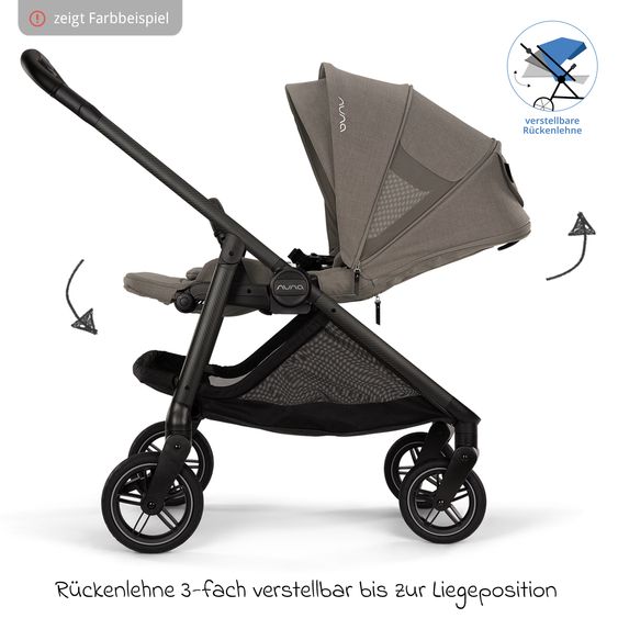 Nuna Buggy & Sportwagen Swiv bis 22 kg mit magnetischem Gurtverschluss, umsetzbarem Sportsitz, höhenverstellbarem Schieber, inkl. Adapter, Transporttasche, Getränkehalter & Regenschutz - Thunder