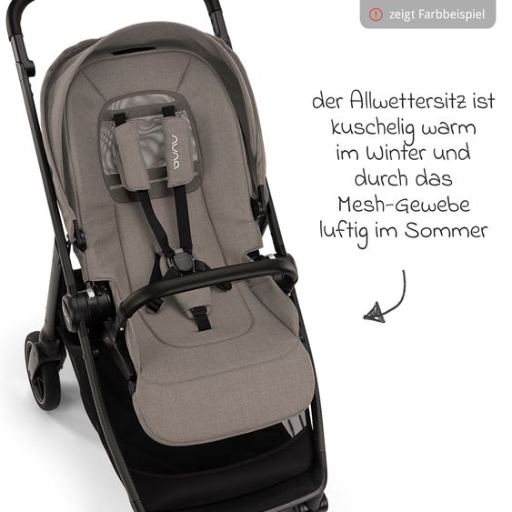 Nuna Buggy & Sportwagen Swiv bis 22 kg mit magnetischem Gurtverschluss, umsetzbarem Sportsitz, höhenverstellbarem Schieber, inkl. Adapter, Transporttasche, Getränkehalter & Regenschutz - Thunder