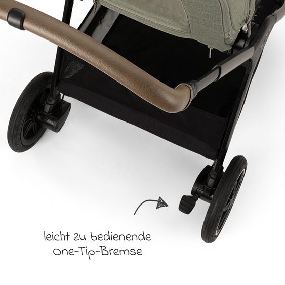 Nuna Buggy & Sportwagen TRIV next bis 22 kg mit magnetischem Gurtverschluss, umsetzbarem Allwettersitz, höhenverstellbarem Schieber - nur 8,9 kg schwer inkl. Adapter & Regenschutz - Pine