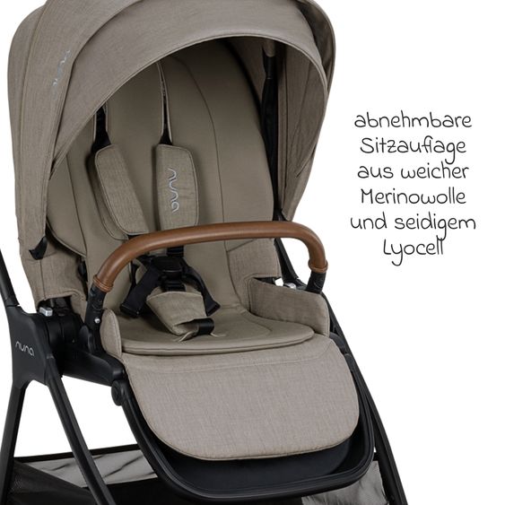 Nuna Buggy & Sportwagen TRIV next mit Liegefunktion, umsetzbarer Allwettersitz, Teleskopschieber nur 8,9 kg, inkl. Adapter & Regenschutz - Hazelwood