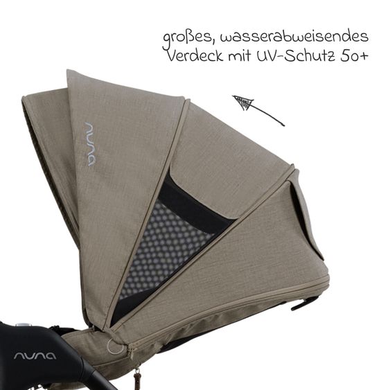 Nuna Buggy & Sportwagen TRIV next mit Liegefunktion, umsetzbarer Allwettersitz, Teleskopschieber nur 8,9 kg, inkl. Adapter & Regenschutz - Hazelwood