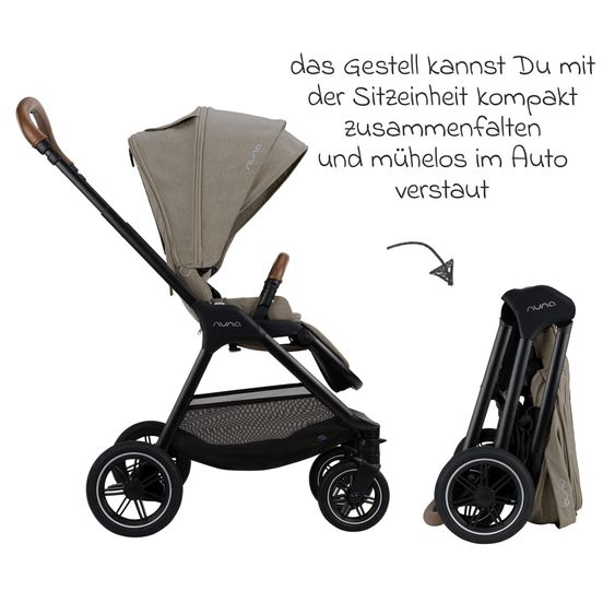Nuna Buggy & Sportwagen TRIV next mit Liegefunktion, umsetzbarer Allwettersitz, Teleskopschieber nur 8,9 kg, inkl. Adapter & Regenschutz - Hazelwood