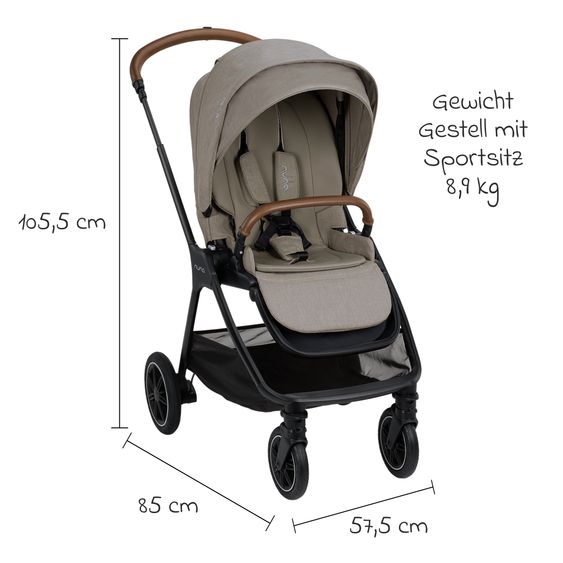 Nuna Buggy & Sportwagen TRIV next mit Liegefunktion, umsetzbarer Allwettersitz, Teleskopschieber nur 8,9 kg, inkl. Adapter & Regenschutz - Hazelwood