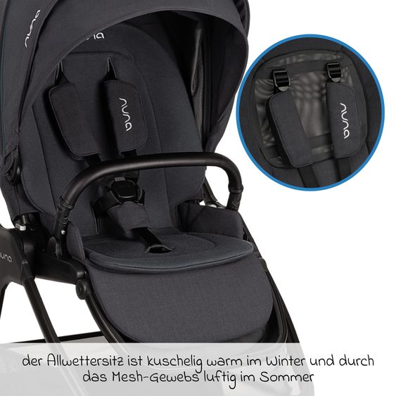 Nuna Buggy & Sportwagen TRIV next mit Liegefunktion, umsetzbarer Allwettersitz, Teleskopschieber nur 8,9 kg, inkl. Adapter & Regenschutz - Ocean
