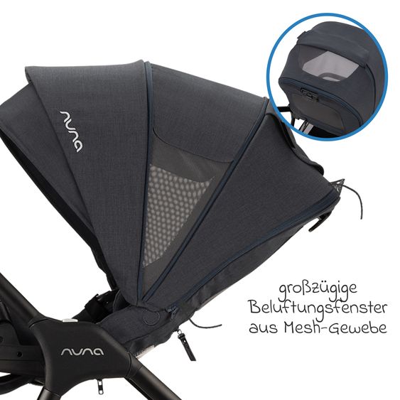 Nuna Buggy & Sportwagen TRIV next mit Liegefunktion, umsetzbarer Allwettersitz, Teleskopschieber nur 8,9 kg, inkl. Adapter & Regenschutz - Ocean