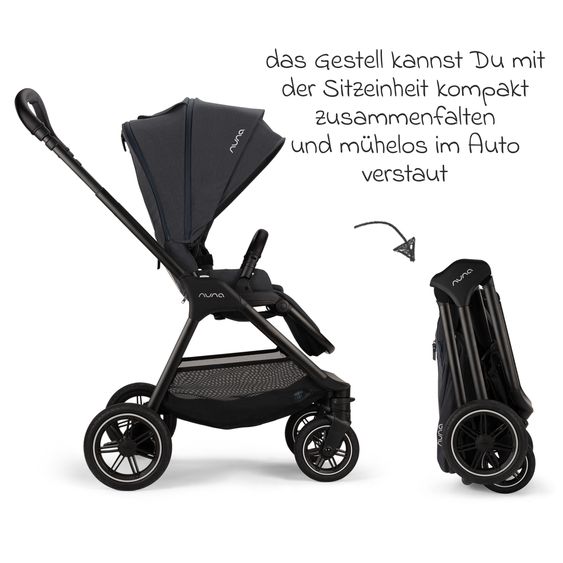 Nuna Buggy & Sportwagen TRIV next mit Liegefunktion, umsetzbarer Allwettersitz, Teleskopschieber nur 8,9 kg, inkl. Adapter & Regenschutz - Ocean