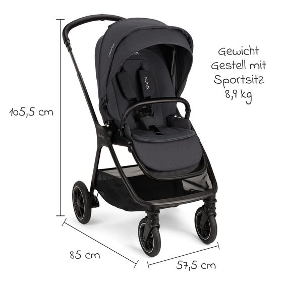 Nuna Buggy & Sportwagen TRIV next mit Liegefunktion, umsetzbarer Allwettersitz, Teleskopschieber nur 8,9 kg, inkl. Adapter & Regenschutz - Ocean