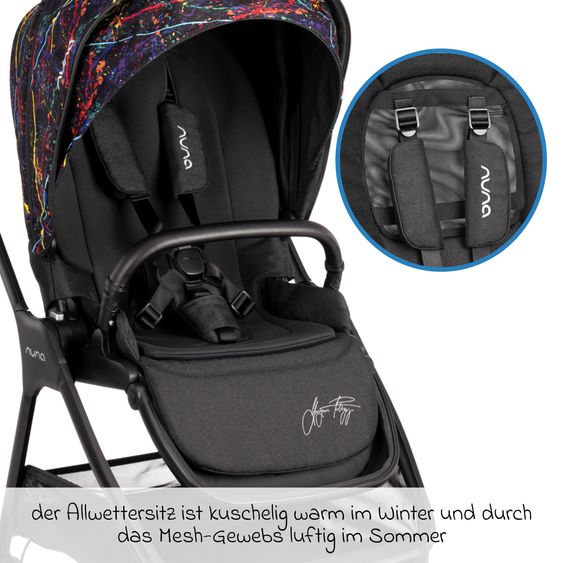 Nuna Buggy & Sportwagen TRIV next mit Liegefunktion, umsetzbarer Allwettersitz, Teleskopschieber nur 8,9 kg, inkl. Adapter & Regenschutz - Rainbow