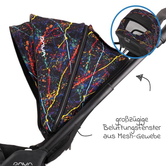 Nuna Buggy & Sportwagen TRIV next mit Liegefunktion, umsetzbarer Allwettersitz, Teleskopschieber nur 8,9 kg, inkl. Adapter & Regenschutz - Rainbow