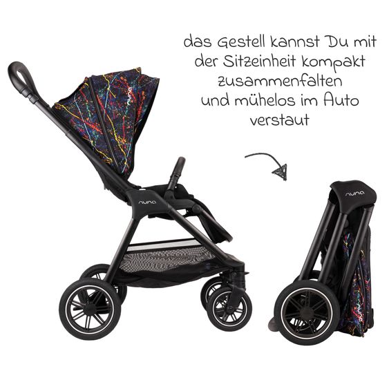 Nuna Buggy & Sportwagen TRIV next mit Liegefunktion, umsetzbarer Allwettersitz, Teleskopschieber nur 8,9 kg, inkl. Adapter & Regenschutz - Rainbow