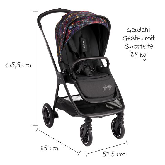 Nuna Buggy & Sportwagen TRIV next mit Liegefunktion, umsetzbarer Allwettersitz, Teleskopschieber nur 8,9 kg, inkl. Adapter & Regenschutz - Rainbow