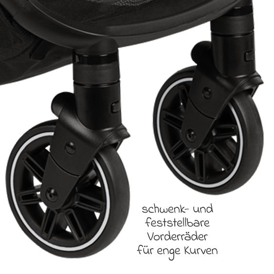 Nuna Buggy & Sportwagen TRVL bis 22 kg belastbar nur 7 kg leicht mit Liegefunktion inkl. Regenschutz & Transporttasche - Caviar