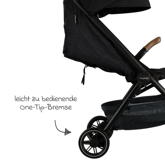 Nuna Buggy & Sportwagen TRVL bis 22 kg belastbar nur 7 kg leicht mit Liegefunktion inkl. Regenschutz & Transporttasche - Caviar