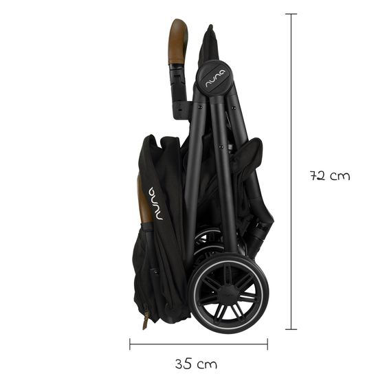 Nuna Buggy & Sportwagen TRVL bis 22 kg belastbar nur 7 kg leicht mit Liegefunktion inkl. Regenschutz & Transporttasche - Caviar