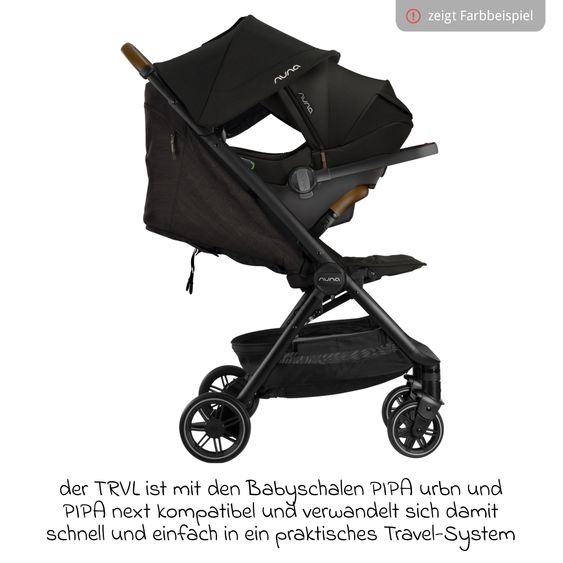 Nuna Buggy & Sportwagen TRVL bis 22 kg belastbar nur 7 kg leicht mit Liegefunktion inkl. Regenschutz & Transporttasche - Caviar