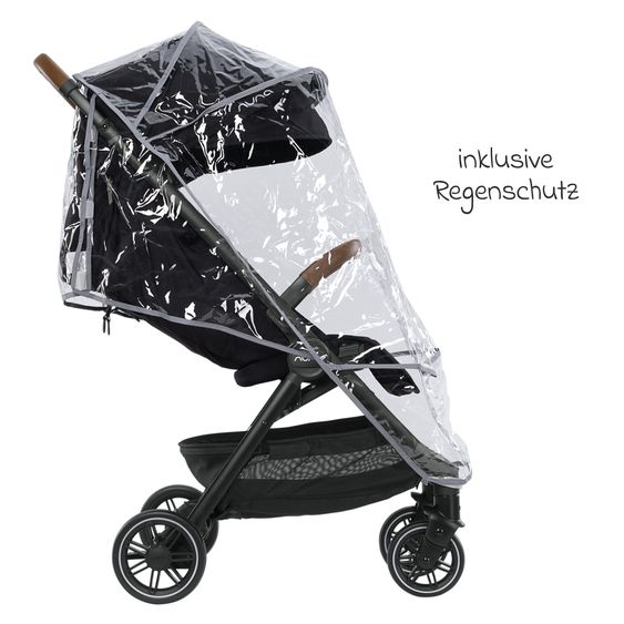 Nuna Buggy & Sportwagen TRVL bis 22 kg belastbar nur 7 kg leicht mit Liegefunktion inkl. Regenschutz & Transporttasche - Caviar