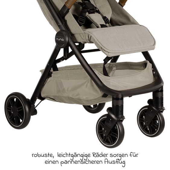 Nuna Buggy & Sportwagen TRVL bis 22 kg belastbar nur 7 kg leicht mit Liegefunktion inkl. Regenschutz & Transporttasche - Hazelwood