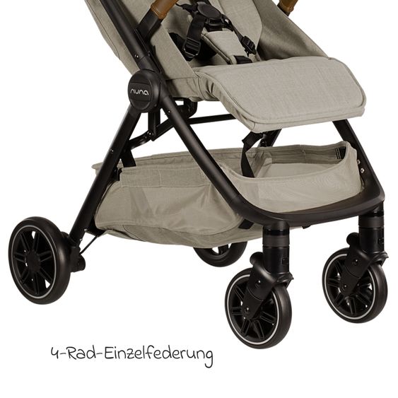 Nuna Buggy & Sportwagen TRVL bis 22 kg belastbar nur 7 kg leicht mit Liegefunktion inkl. Regenschutz & Transporttasche - Hazelwood