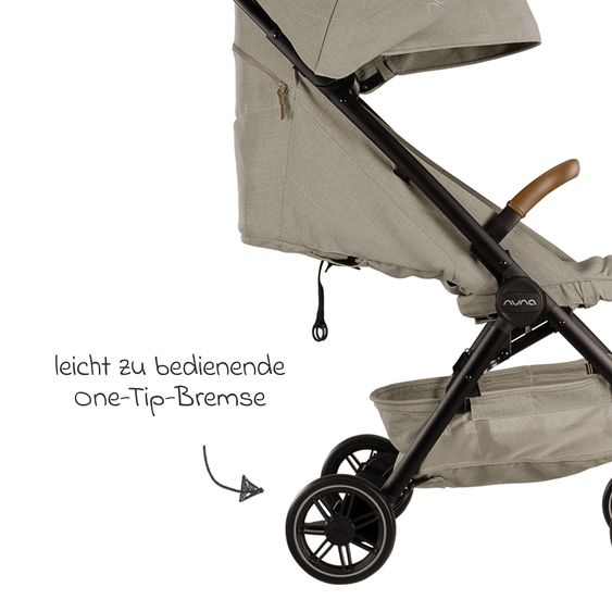 Nuna Buggy & Sportwagen TRVL bis 22 kg belastbar nur 7 kg leicht mit Liegefunktion inkl. Regenschutz & Transporttasche - Hazelwood