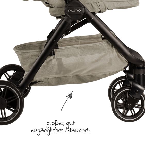 Nuna Buggy & Sportwagen TRVL bis 22 kg belastbar nur 7 kg leicht mit Liegefunktion inkl. Regenschutz & Transporttasche - Hazelwood