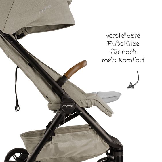 Nuna Buggy & Sportwagen TRVL bis 22 kg belastbar nur 7 kg leicht mit Liegefunktion inkl. Regenschutz & Transporttasche - Hazelwood