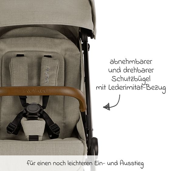 Nuna Buggy & Sportwagen TRVL bis 22 kg belastbar nur 7 kg leicht mit Liegefunktion inkl. Regenschutz & Transporttasche - Hazelwood