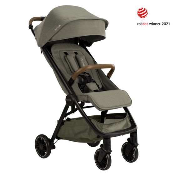 Nuna Buggy & Sportwagen TRVL bis 22 kg belastbar nur 7 kg leicht mit Liegefunktion inkl. Regenschutz & Transporttasche - Pine