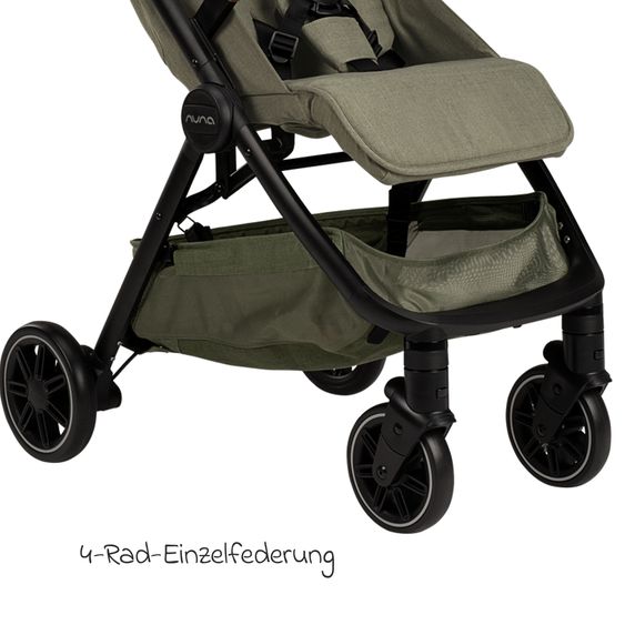 Nuna Buggy & Sportwagen TRVL bis 22 kg belastbar nur 7 kg leicht mit Liegefunktion inkl. Regenschutz & Transporttasche - Pine