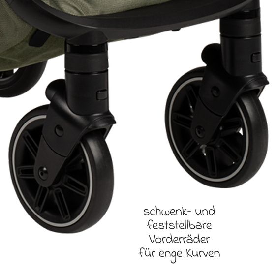 Nuna Buggy & Sportwagen TRVL bis 22 kg belastbar nur 7 kg leicht mit Liegefunktion inkl. Regenschutz & Transporttasche - Pine