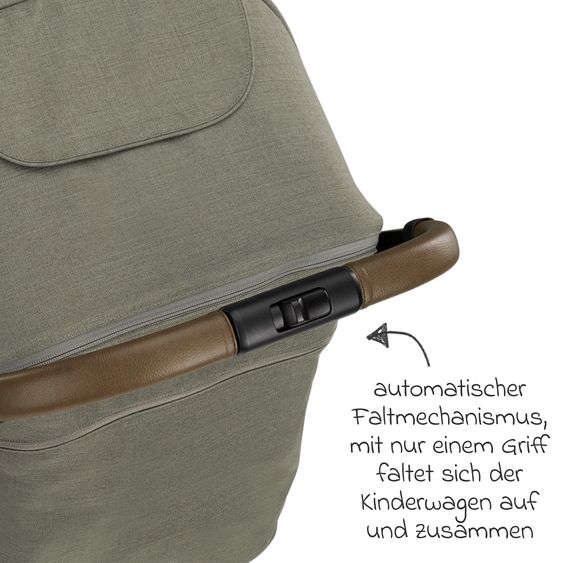 Nuna Buggy & Sportwagen TRVL bis 22 kg belastbar nur 7 kg leicht mit Liegefunktion inkl. Regenschutz & Transporttasche - Pine