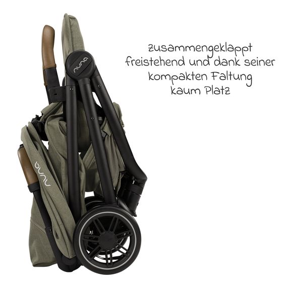Nuna Buggy & Sportwagen TRVL bis 22 kg belastbar nur 7 kg leicht mit Liegefunktion inkl. Regenschutz & Transporttasche - Pine