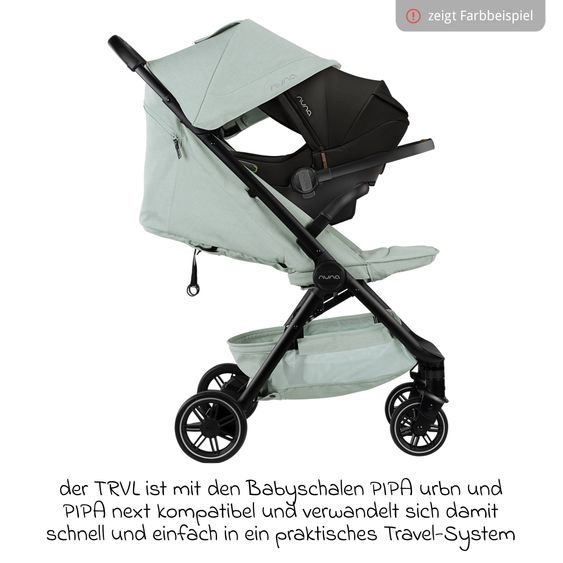 Nuna Buggy & Sportwagen TRVL bis 22 kg belastbar nur 7 kg leicht mit Liegefunktion inkl. Regenschutz & Transporttasche - Pine