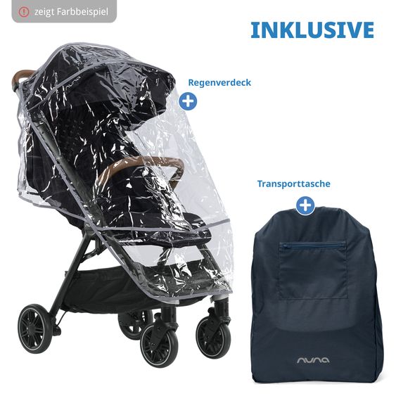 Nuna Buggy & Sportwagen TRVL bis 22 kg belastbar nur 7 kg leicht mit Liegefunktion inkl. Regenschutz & Transporttasche - Seafoam