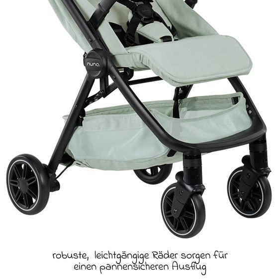 Nuna Buggy & Sportwagen TRVL bis 22 kg belastbar nur 7 kg leicht mit Liegefunktion inkl. Regenschutz & Transporttasche - Seafoam
