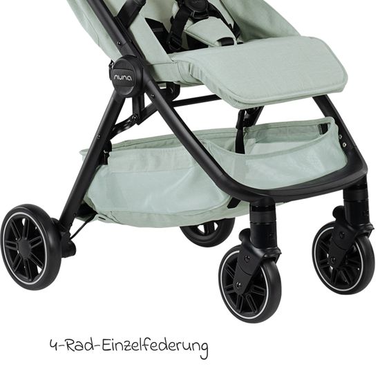 Nuna Buggy & Sportwagen TRVL bis 22 kg belastbar nur 7 kg leicht mit Liegefunktion inkl. Regenschutz & Transporttasche - Seafoam